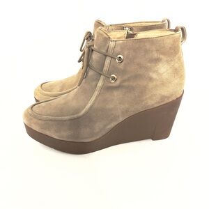 Sudini Darlene Wedge Ankle Booties | Women’s Size 11 | Taupe Suede Booties